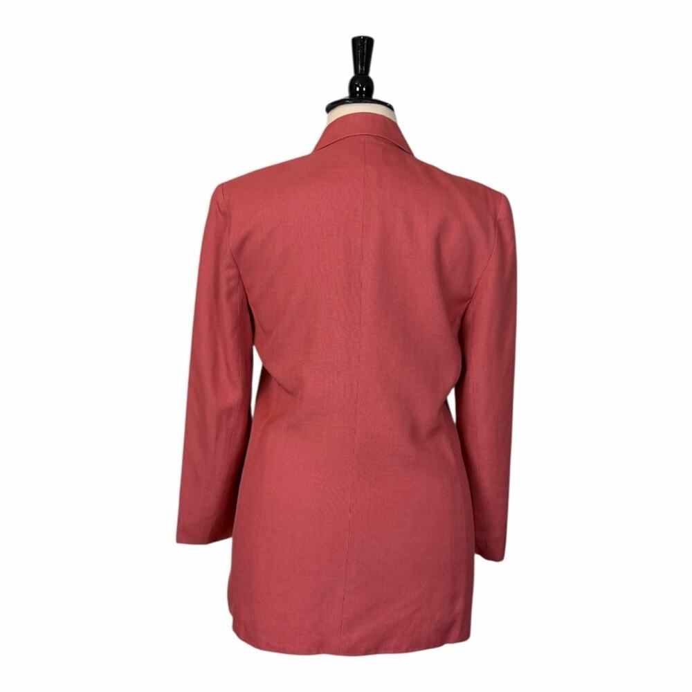 Talbots Vintage Linen Blend Three Button Long Blazer Coral Pink Women’s Size 14 - Picture 4 of 11